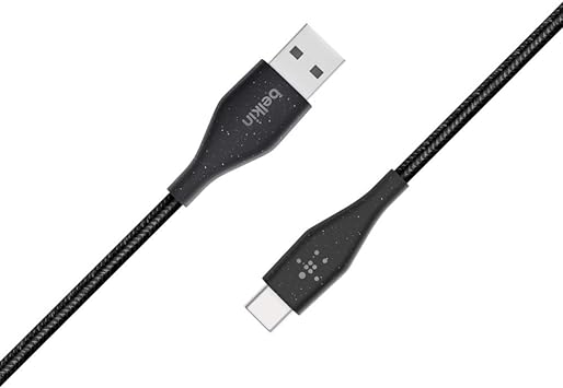 Belkin DuraTek Plus USB-C to USB-A Cable with Strap (Ultra-Strong USB to USB-C Cable/USB Type-C), 4ft/1.2m, Black