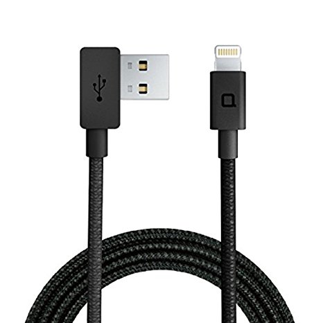 nonda [Apple MFi Certified] ZUS Super Duty Lightning Cable [4ft/1.2m, 90-degree] Reinforced with Highly Durable Aramid Fiber, charger & data sync, for iPhone, iPad, iPod, Black color