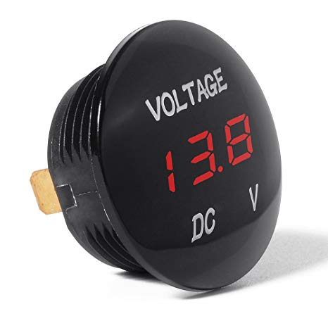 XCSOURCE 12V-24V DC Digital Display Voltmeter Car Motorcycle Red LED Waterproof Volt Meter Black BI181