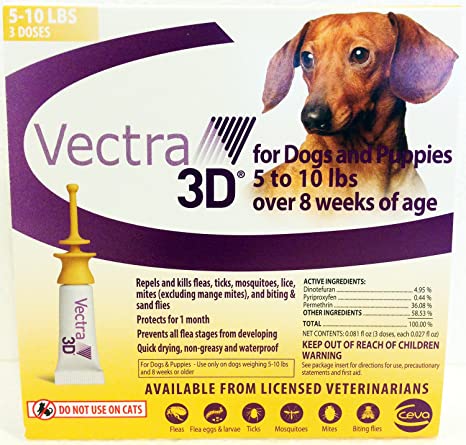 Vectra 3D Gold for Extra Small Dogs 5 - 10 Pounds (3 Doses)