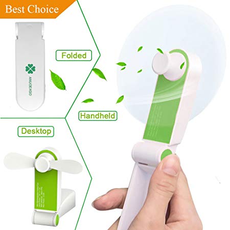 Mini Handheld Fan, Personal Portable Cooling Fan Foldable Desktop Table Electric Fan USB Rechargeable Air Conditioning Fan Strong Wind Pocket Size Gift for Office, Outdoor Travel,Camping,Car(Green)