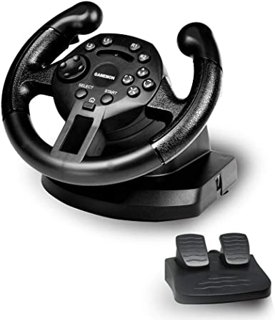 GAMEMON Double Vibration Mini Racing Wheel Compatible with Playstation3 PS3/PC D-Input and X-Input. Please note it is a MINI wheel desinged for kids or starters.