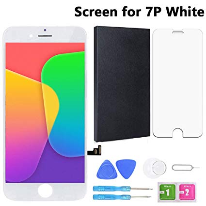 Screen Replacement for iPhone 7Plus White 5.5 Inch LCD Display Touch Screen Digitizer Replacement with Repair Kit and Screen Protector (7Plus-White)