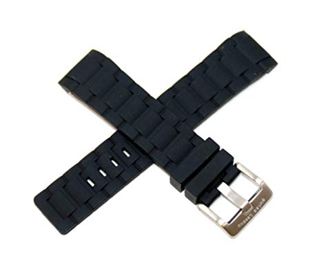 Swiss Legend 24MM Black Silicone Rubber Watch Strap & Silver Stainless Buckle fits 47mm Ambassador Watch