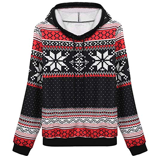 ACEVOG Women O Neck Vintage Long Sleeve Top T-Shirt Christmas Sweatshirts Pullover