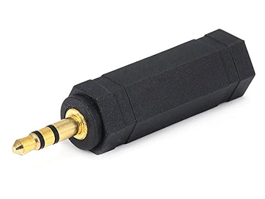 Monoprice 107134 3.5mm Stereo Plug to 6.35mm Mono Jack Adaptor, Gold Plated