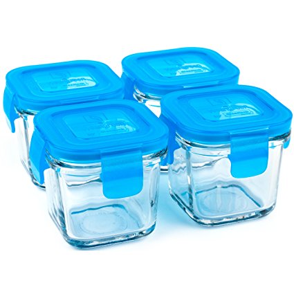 Wean Green Wean Cubes 4oz/120ml Baby Food Glass Containers - Blueberry (Set of 4)