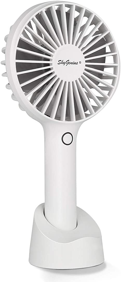 SkyGenius Portable Handheld Fan, 2600mAh Rechargeable Battery/USB Operated Mini Cooling Fan for Home Office Outdoors Travel(White)