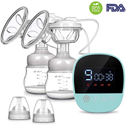 Electric Breast Pump - MOSFiATA Rechargeable Nursing Breastfeeding Pump with Massage Mode, LCD Smart Touch Screen, 3 Modes (9 Levels Each Mode) and Backflow Protector BPA Free FDA Certified