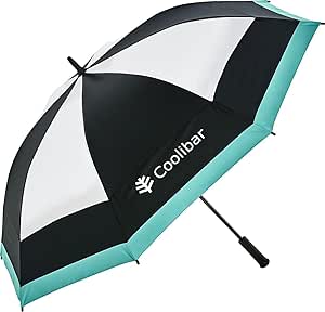 Coolibar UPF 50  62 Inch Tournament Golf Umbrella - Sun Protective (One Size- Black/White Colorblock)