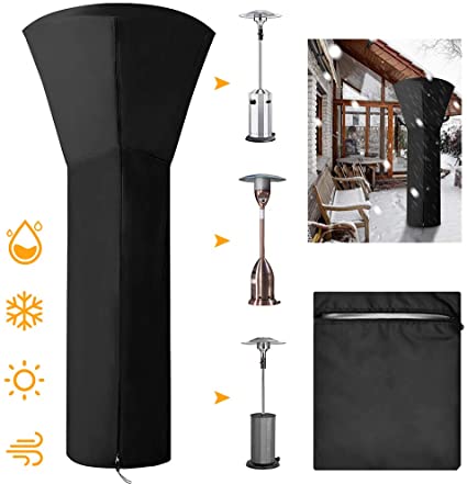 Admitrack Patio Heater Cover,Standup Waterproof Heater Covers with Zipper,Strong High Density Upgrade 420D Oxford Fabric,Protect from Snow Rain Dust and Sun (94'' H x 36" D x 23" B)