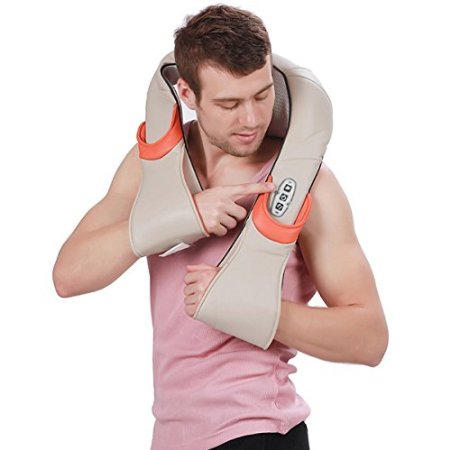 Taiji Roller Shiatsu Massager with Heat for Back Neck & Shoulder, Longer Handle Straps. Gift for Her. For Muscles Kneading. 3300 Grey.