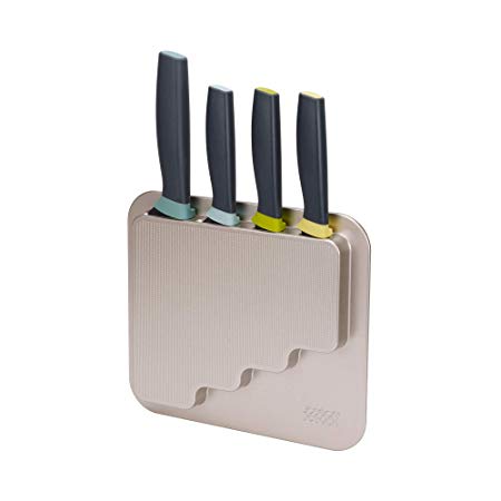 Joseph Joseph 10303 DoorStore Knives Elevate Set with Knife Block 3M Adhesive Wall and Cabinet Door Mount, 5-piece, Opal