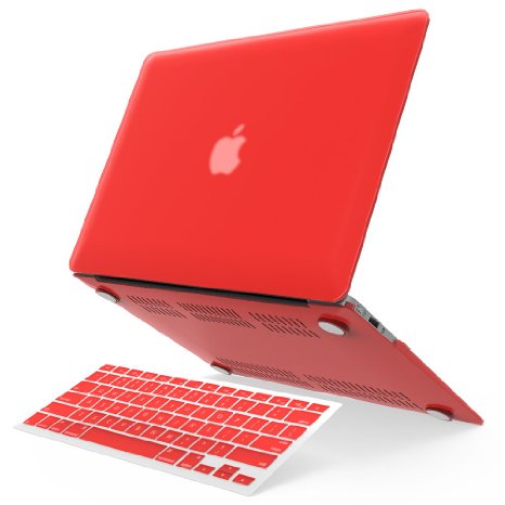 iBenzer - 2 in 1 Soft-Skin Smooth Finish Soft-Touch Plastic Hard Case Cover & Keyboard Cover for 13 inches Macbook Air 13.3'' NO CD ROM, Red MMA13RD 1