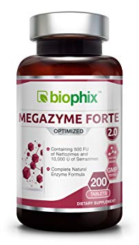 Megazyme Forte 200 Tabs - Natural Plant Proteolytic Enzymes | Digestive Support | Nattozimes | Serrazimes | Immune System Support | Detoxification Boost