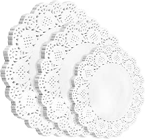 Yolev 150Pcs Paper Doilies, Lace Paper Doilies for Food 6.5inch 7.5inch and 8.5 inch Round Paper Placemats Bulk for Cakes, Desserts, Tableware Food Decoration