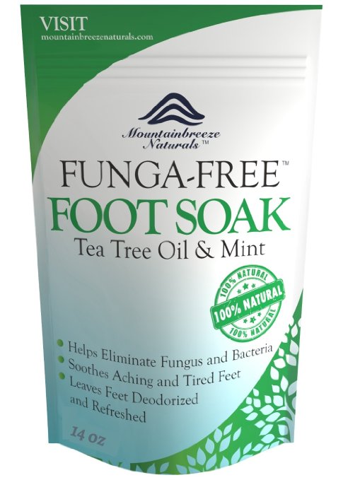 Antifungal Tea Tree Oil Foot Soak with Epsom Salts Helps to Treat Athletes Foot, Nail Fungus, Deodorizes Foot Odor and Softens Callouses- Detox and Refresh Tired and Sore Feet- Invigorate Your Senses with Peppermint Herbal Blend- Mountainbreeze Naturals Foot Salt Soak 14 oz