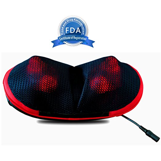 SOTION Shiatsu Massage Pillow with Heat FDA Approved Neck Shoulder Back Deep Kneading Massager for Car, Home and Office Use(Black)
