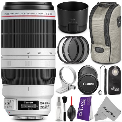 Canon EF 100-400mm f/4.5-5.6L IS II USM Lens w/ Essential Bundle - Includes: Altura Photo UV-CPL-ND4 Kit, Control and Camera Cleaning Set