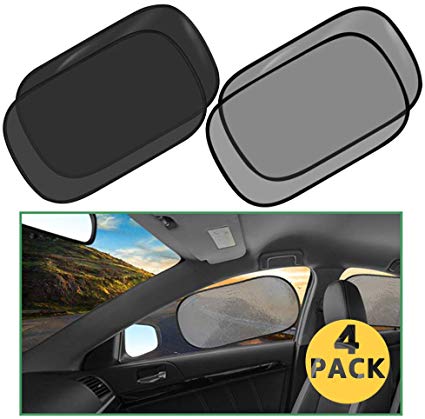 IC ICLOVER Car Window Shade, 4 Pack 80GSM 21x14 Inch Static Cling Sun Shade UV Protection for Baby & Pets - 2 Transparent & 2 Semi-Transparent Side & Rear Sunshade for SUVs Trucks Vans