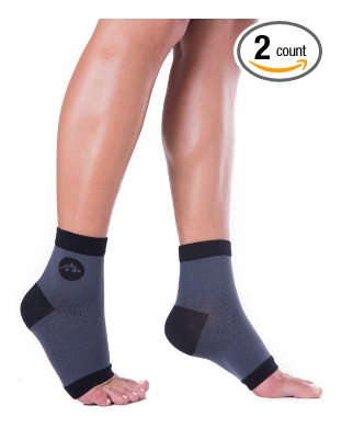 Plantar Fasciitis Compression Ankle Socks / Heel Arch Support For Men Or Women, Best For Nurses, Sports & More! 1 Pair of Toeless Easy On Foot Sleeves by BlackMount.