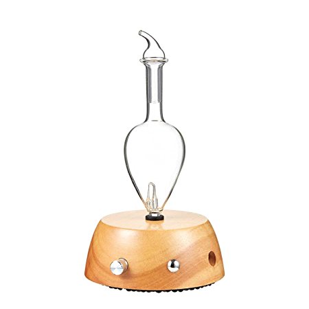 Elegance Nebulizing Essential Oil Diffuser for Aromatherapy By Organic Aromas - Light-colored Wood Base and Glass Reservoir
