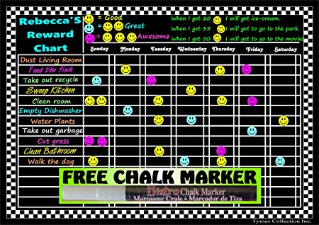 LARGE Versatile Magnetic Refrigerator Chalkboard Dry Erase CHORE / RESPONSIBILITY /ACTIVITY /REWARD STAR /EXERCISE /DIET 12" X 17” Plus a FREE Chalk Marker! (SOLID BLACK (Chore / Responsibility))