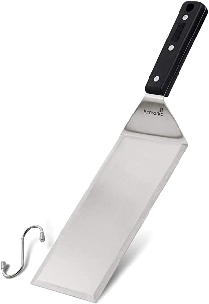 ABS Turner 4x8 Stainless Steel Metal Griddle Spatula - Griddle Accessories 4 x 8 in Hamburger Turner Scraper - Pancake Flipper - Great for BBQ Grill and Flat Top Griddle - Commercial Grade
