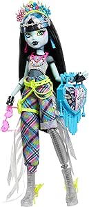 Monster High Monster Fest Doll, Frankie Stein with Glam Outfit & Festival Themed Accessories like Snacks, Band Poster, Statement Bag & More