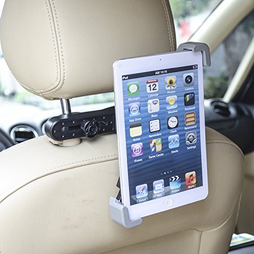 TUPELO Newest Secure Grip Kid Safe Car Back Seat Headrest Tablet Mount Holder for Apple iPad Air / iPad 4 / iPad 3 / iPad 2 / iPad Mini2 / iPad Mini and other Tablet PC GPS Car Headrest Mount Holder
