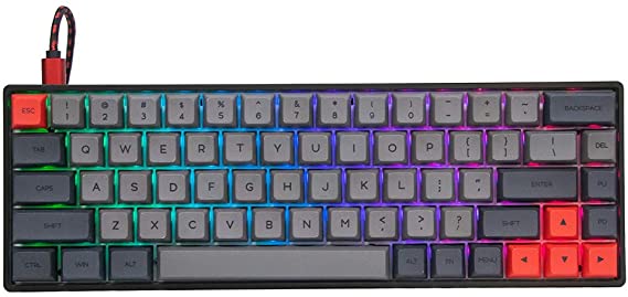 EPOMAKER GK68X 68 Keys Hot-swap RGB Mechanical Keyboard with Split Spacebar Module, Dye-subbed PBT GSA Keycaps, 3Fn Programmable Macros for Mac/Win/Android/iOS (Gateron Blue Switch, Grey Black)