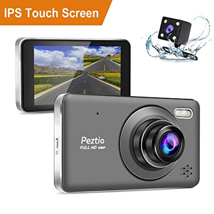 Dash Cam Front and Rear, Full HD 1080p Dual Lens Car DVR Dashboard Camera, with 4 inch IPS Touch Screen, 170 Super Wide Angle, G Sensor, Parking Monitor, Motion Detection, WDR
