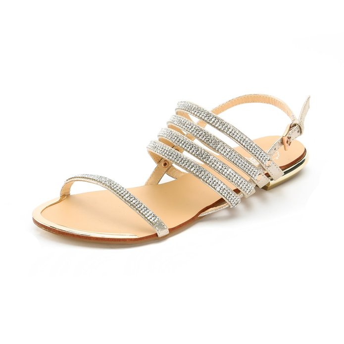 Alexis Leroy Women's Glitter Diamond Beach Flat Sandals