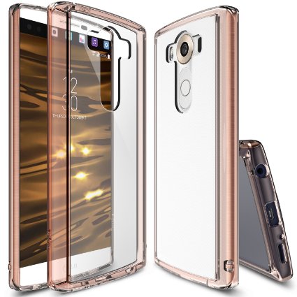 LG V10 Case Ringke Fusion Crystal Clear PC Back TPU Bumper w Screen Protector Drop ProtectionShock Absorption Technology For LG V10 - Rose Gold Crystal