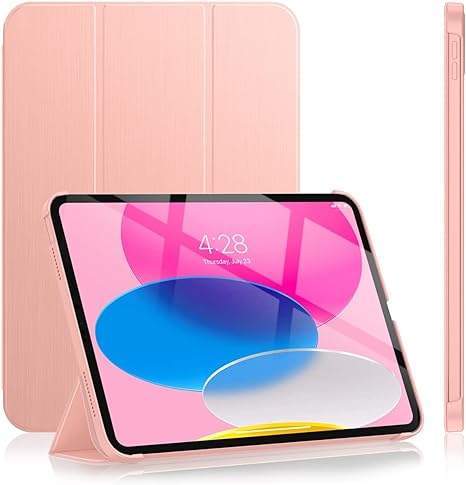 Soke Case for iPad 10th Generation(10.9-inch,2022) - [Smart Cover Auto Wake/Sleep   Slim Trifold Stand], Premium Protective Hard PC Back Cover for New Apple iPad 10.9 Inch - Rose Gold