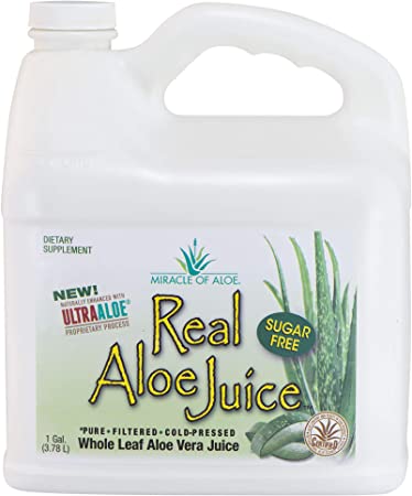 Real Aloe Whole-Leaf Pure Aloe Vera Juice | Gallon | Cold-Pressed | Purified | Filtered | Not from Concentrate | Certified for Content and Purity by The International Aloe Science Council (1 Gallon)