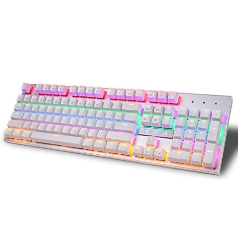 Sades RGB LED Backlit Mechanical Gaming Keyboard - White Finished with Blue Switches