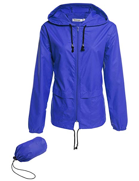 Beyove Women's Lightweight Rain Jacket Active Outdoor Waterproof Packable Hooded Raincoat