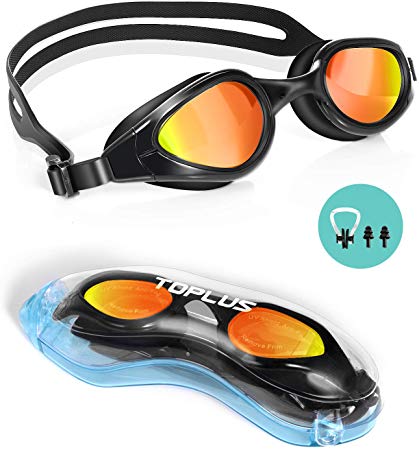 TOPLUS Swimming Goggles, No Leaking Anti Fog UV Protection Swim Goggles Soft Silicone Nose Bridge for Men, Women, Junior, Kids