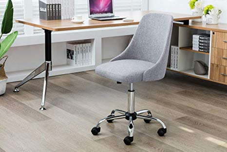 Porthos Home EFC023A Gry Roache Task Chair with Adjustable Height, 360° Swivel and 5-Claw Metal Base with Roller Caster Wheels (Hemp Fabric Upholstery, for Home and Office Uses), One Size, Grey