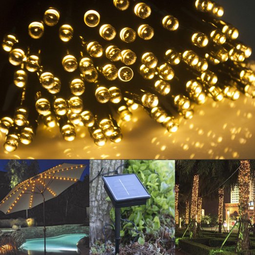 CVLIFE 72ft 200 LED Solar String Lights Ambiance Lighting Solar Fairy Lights Christmas Lights for Outdoor Gardens Homes Wedding Christmas Party Warm White