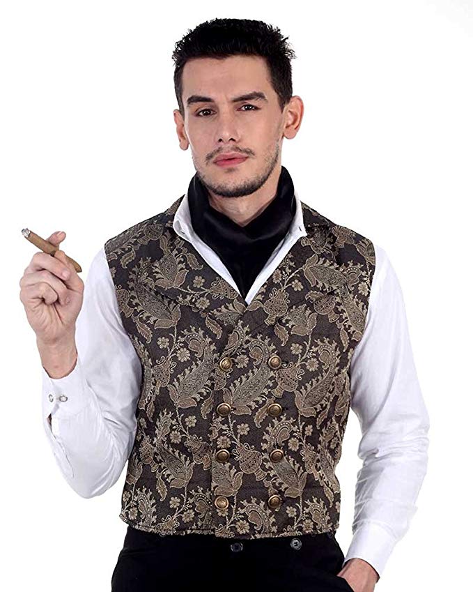 ThePirateDressing Steampunk Victorian Gothic Mens Cosplay Costume Vest Jacket Waistcoat