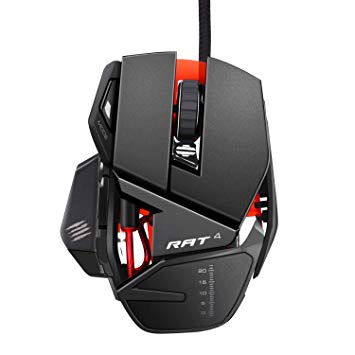 Wired Gaming Mouse,Mad Catz R.A.T.4 Upgraded 9-Buttons PC Optical Gaming Mouse with LED Light,4 Adjustable DPI (Up to 5000)