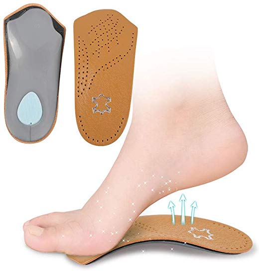 RGA 3/4 Leather Thin Orthotic Inserts with Metatarsal Pad, Arch Support and Padding at The Heel (W9-10 M7 EU39-40)