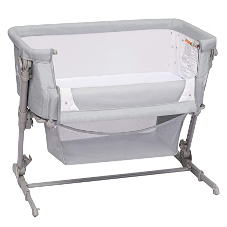 Kinbor Baby 2-in-1 Bassinet and Bedside Sleeper Lightweight Baby Bed Cribs Baby Bed to Bed with Storage Basket Adjustable Portable Bed for Infant Boys Girls