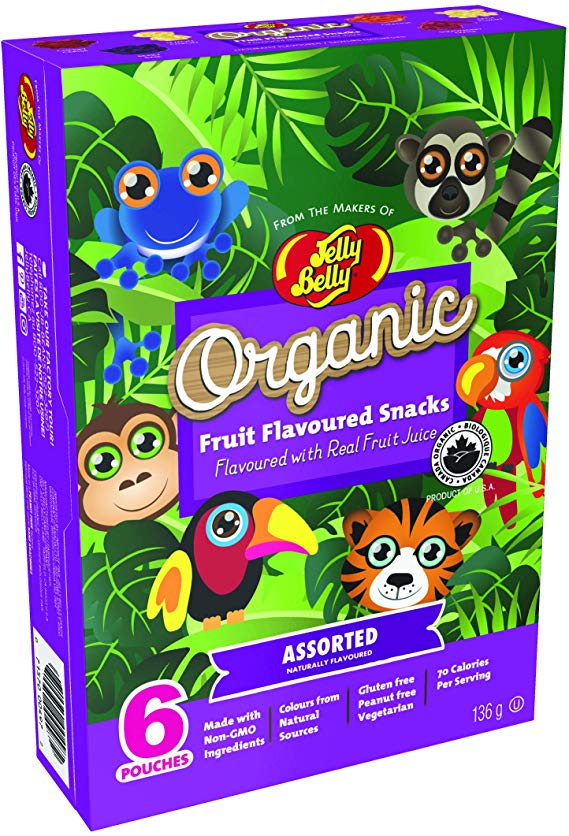 Jelly Belly Organic Rainforest Fruit Snacks, Assorted Flavours, 6 Count