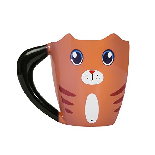 Thumbs Up Black To Ginger Cat Mug, Color Changing