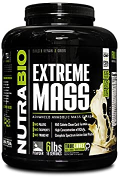 NutraBio Extreme Mass Weight Gainer - 6 lbs Vanilla by NutraBio