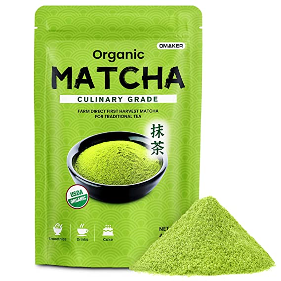 Omaker Organic Matcha Green Tea Powder 115g(4.06OZ), Premium Culinary Grade first harvest matcha for Baking, Lattes Smoothies