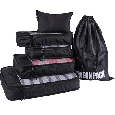 WEWEON Travel Packing Cubes Organizers-Packing Cubes Set with Laundry Bag